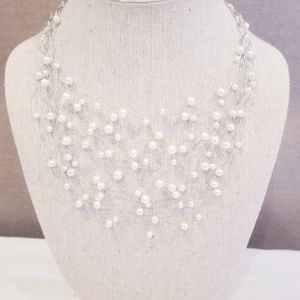 18K (750) White Gold +  Pearl Layered Necklace